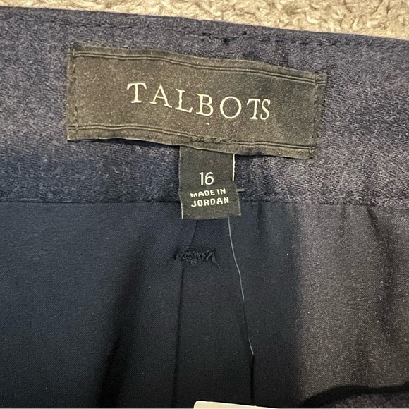 Talbots Cropped cuffed pants womens size 16 blue Italian flannel wool blend - Picture 5 of 8